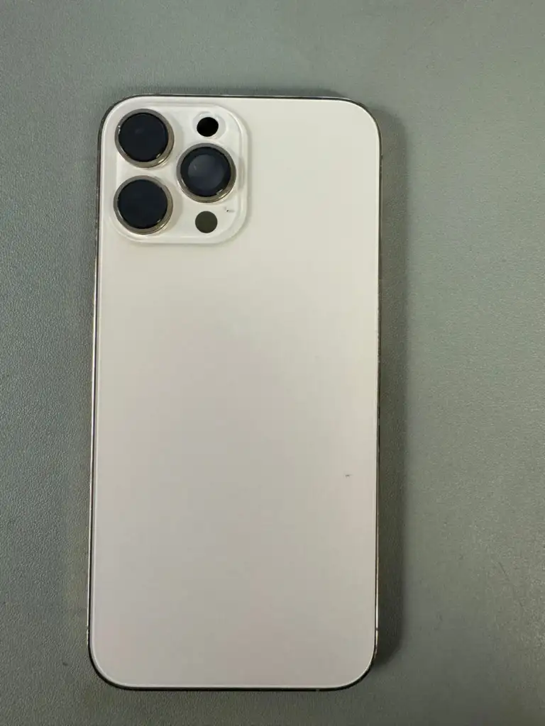 The Rear of an iPhone that has had its Rear Glass Replaced without the Logo